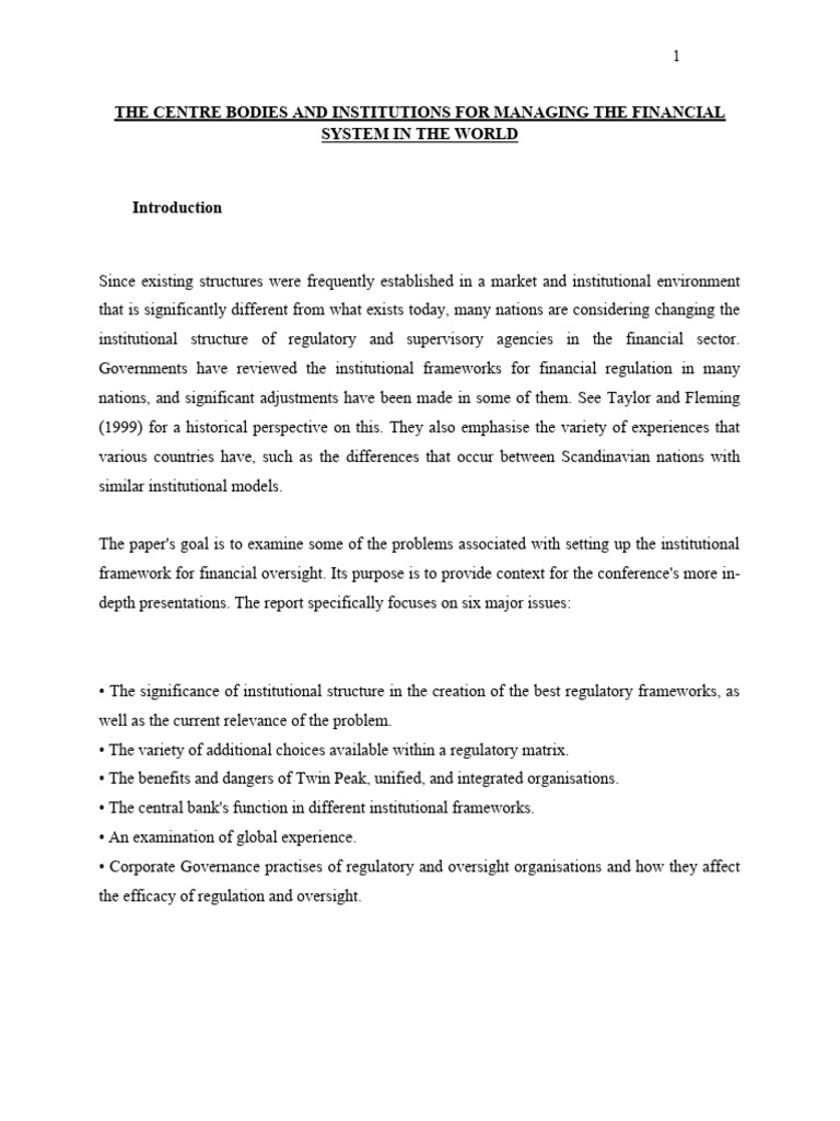 the-centre-bodies-and-institutions-for-managing-the-financial-system-in