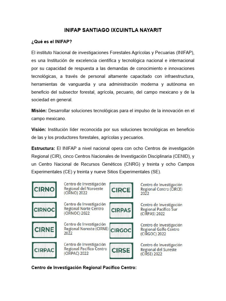 Soluciones Tecnológicas INIFAP Nayarit | PDF | México | Evaluación