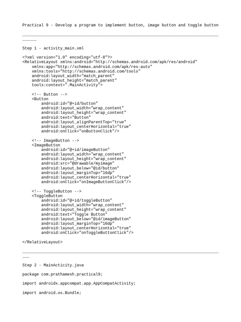 Android Button and Toggle Implementation | PDF | Android (Operating ...