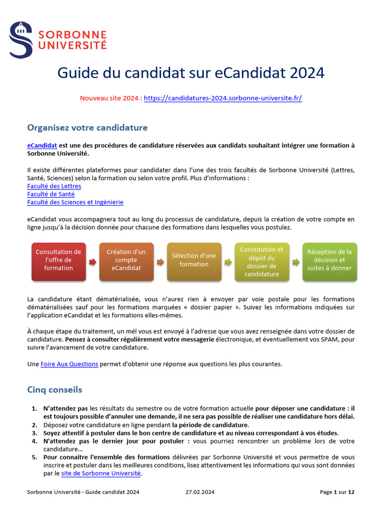 Guide eCandidat 2024 à Sorbonne Université | PDF | Spam | Application