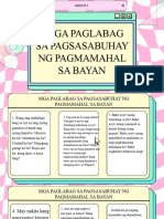 Mga Paglabag Sa Pagsasabuhay NG Pagmamahal Sa Bayan: Group 4