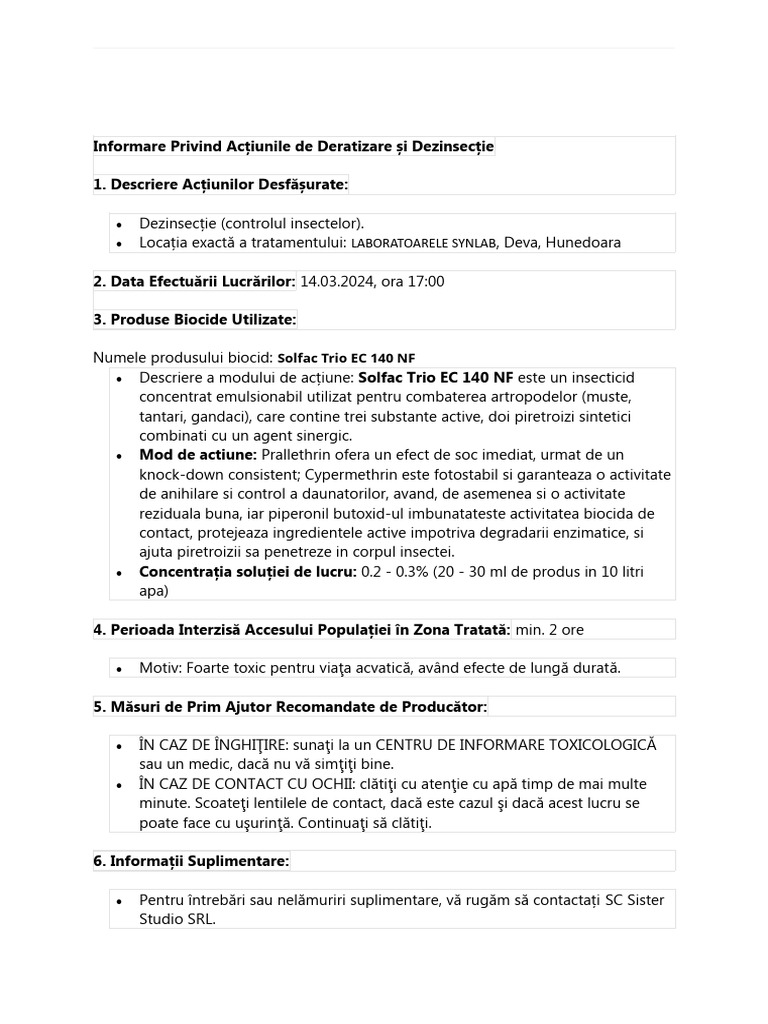 Model Anunt Informare DDD | PDF