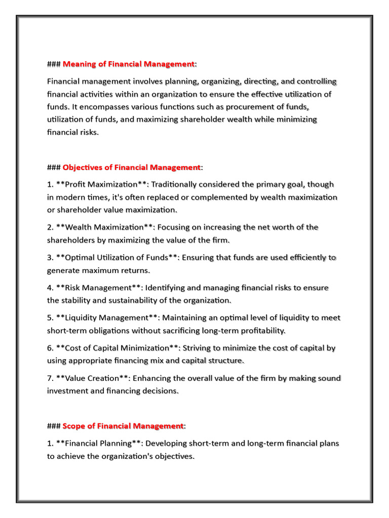 Financial Management: Goals & Functions | PDF | Net Present Value ...