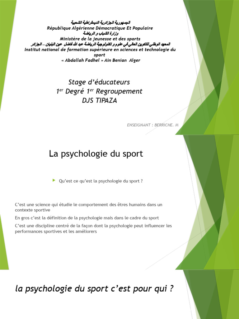 Psychologie du Sport : Optimisation Mentale | PDF | Des sports ...