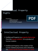 Intellectual Property Rights: Presented By: Venkata Kumar Sahu M.Pharm (Ceutics) Anna University Tirchirappalli