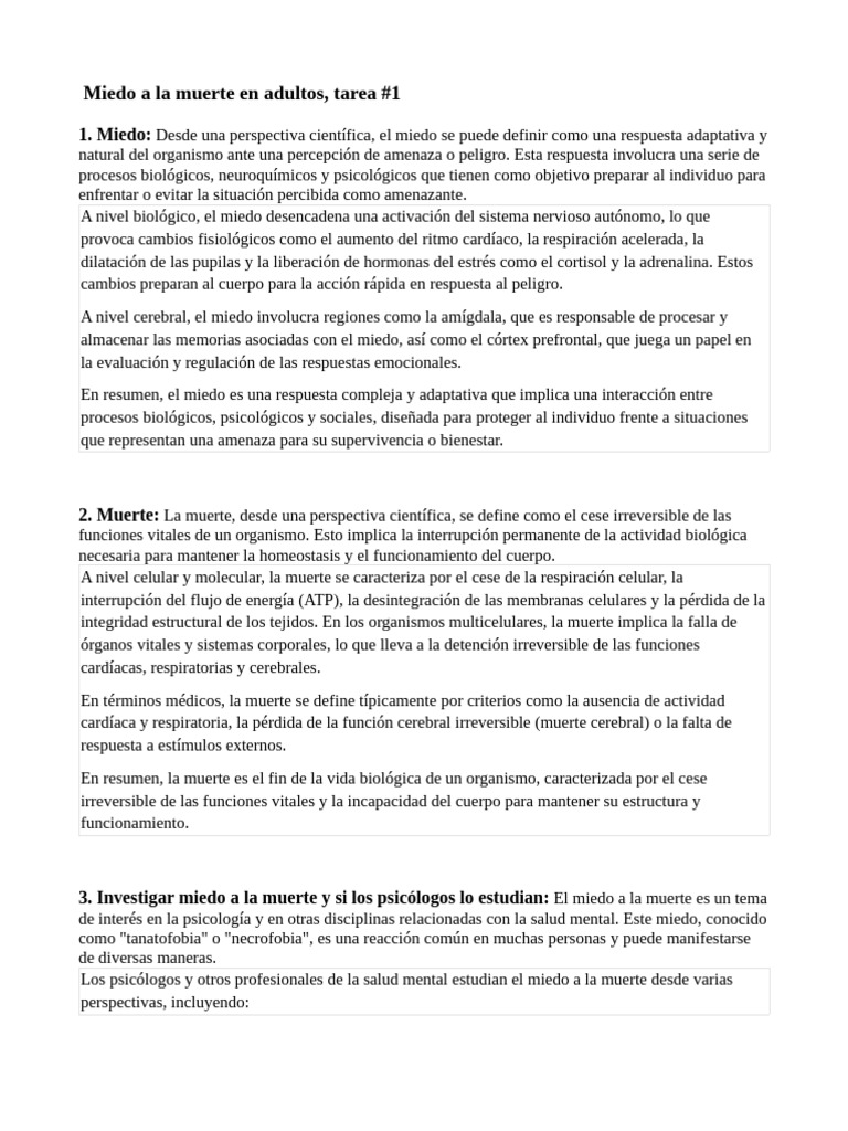 Miedo a la muerte: Perspectivas científicas | PDF | Sicología | Muerte