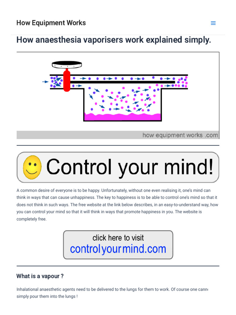 How anaesthesia vaporisers work explained simply pdf gases