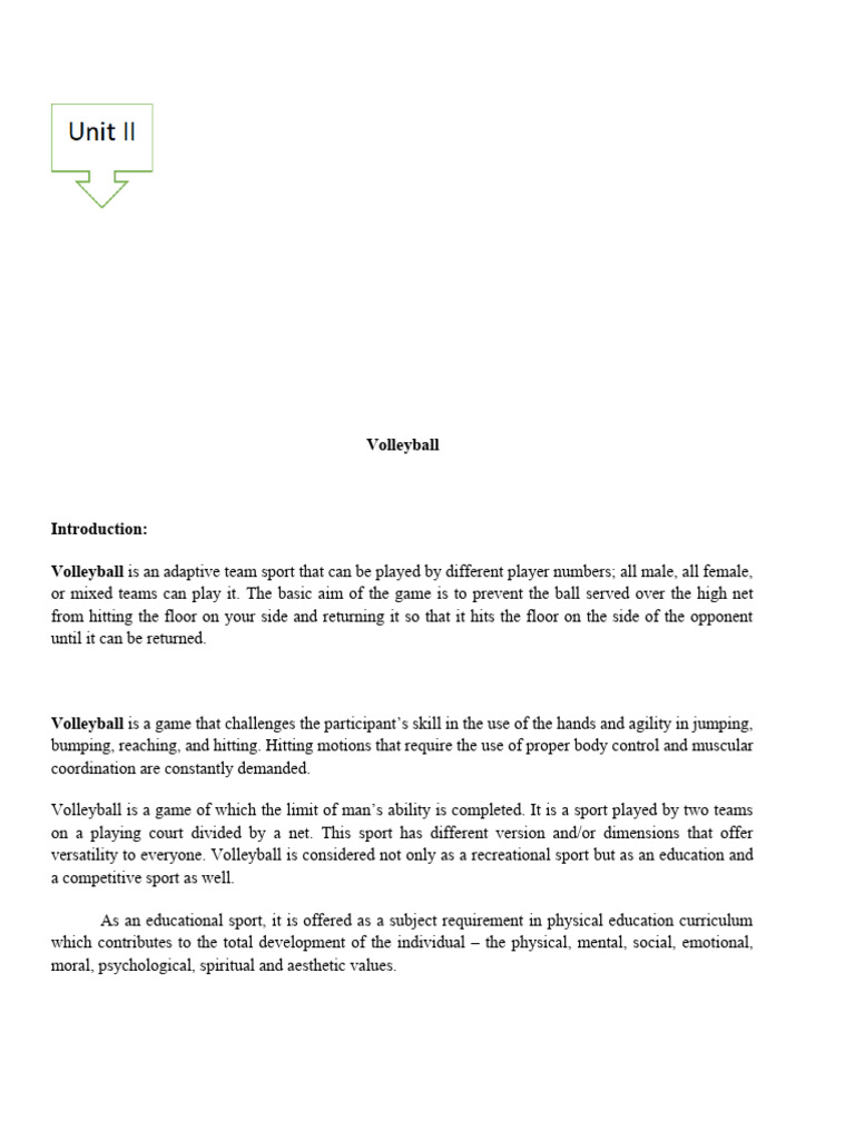 Volleyball Pdf Volleyball Ball Games