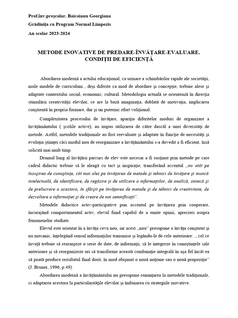 Metode de Predare Inovative | PDF