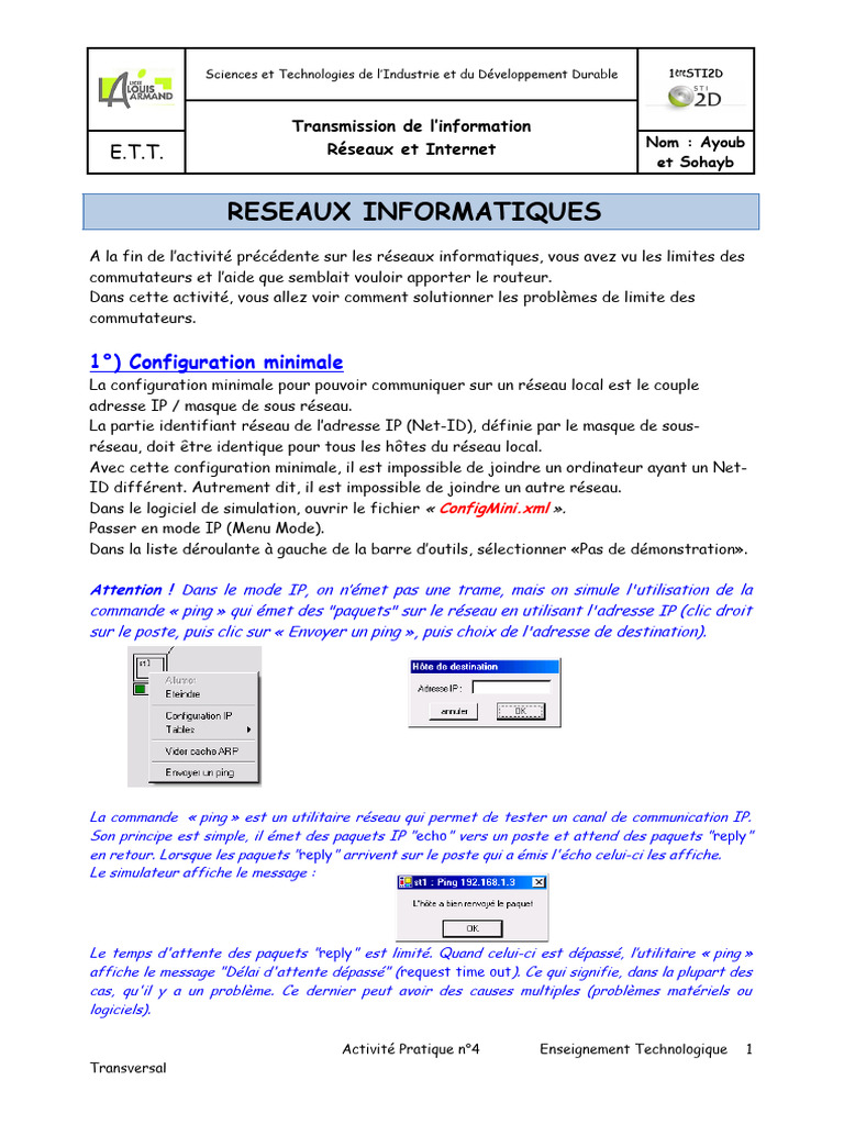 Configuration des Réseaux Informatiques IP | PDF | Adresse IP ...