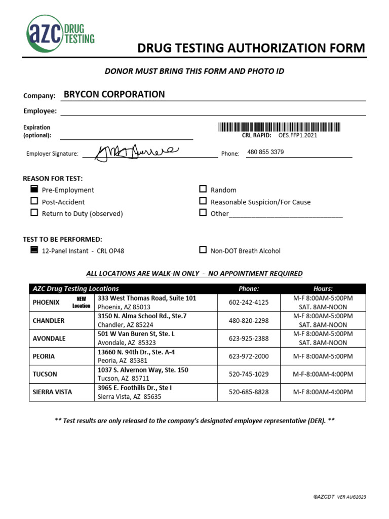 Azcdt Form - Rapid Brycon Corporation | PDF