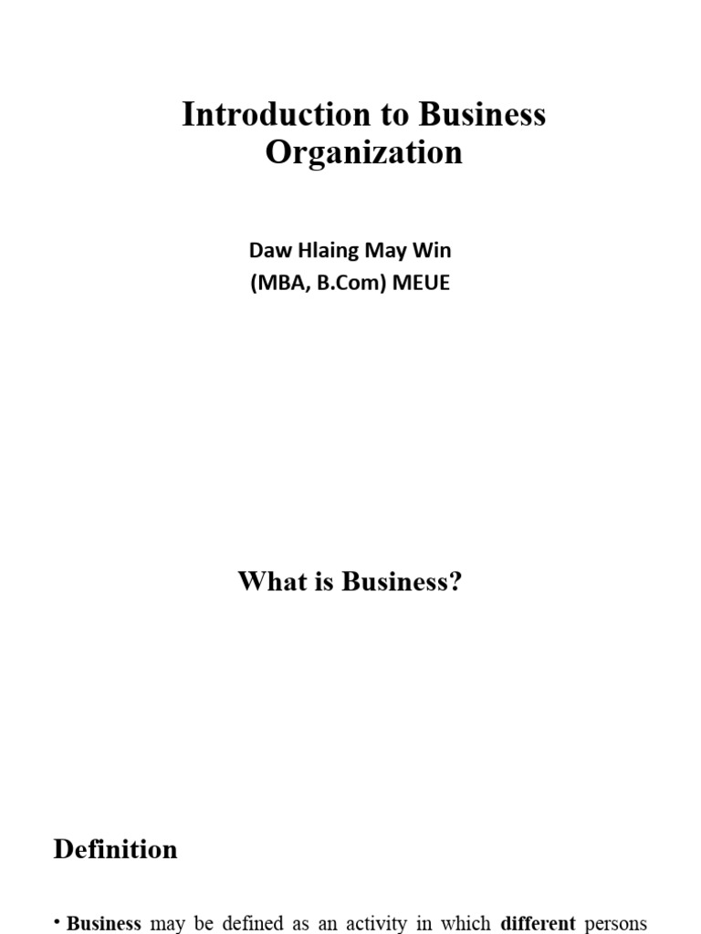 Introduction To Business Organization-Day1 | PDF | Limited Company ...