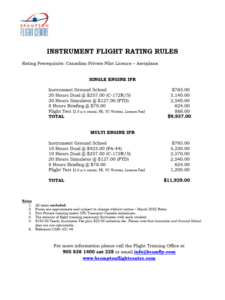 Group 1 Instrument Rating Costs & Requirements | PDF | Instrument ...