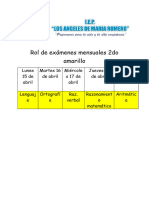 Rol de Exámenes Mensuales 2do Amarillo