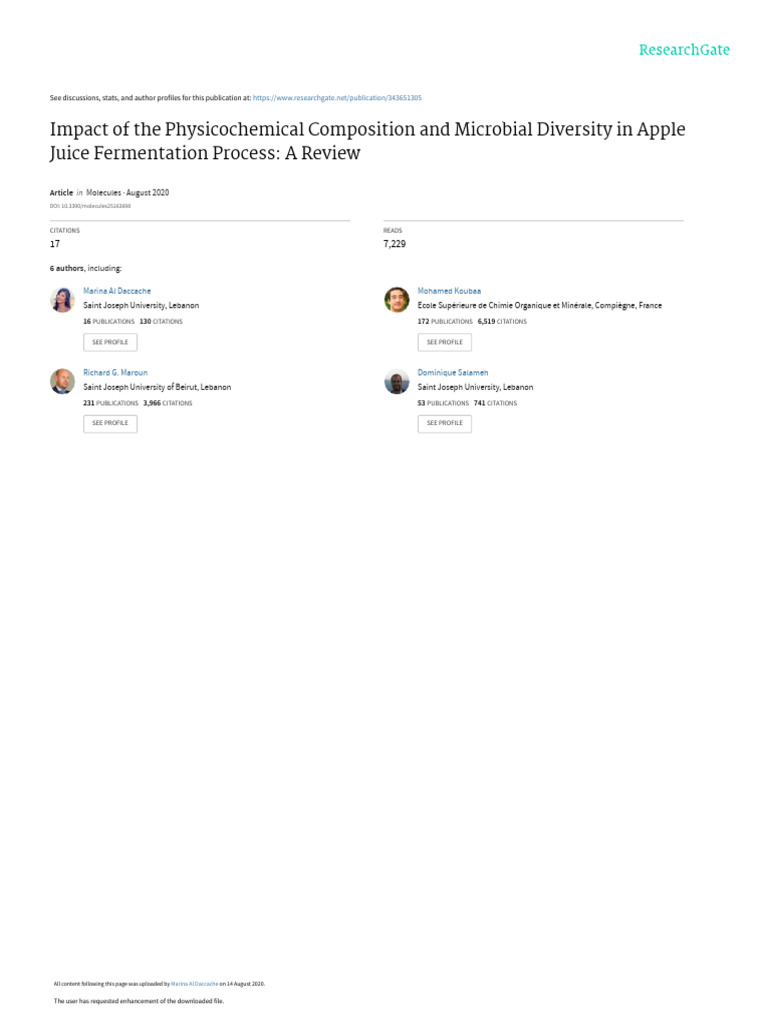 Apple Juice Fermentation Process A Review Download Free PDF Yeast