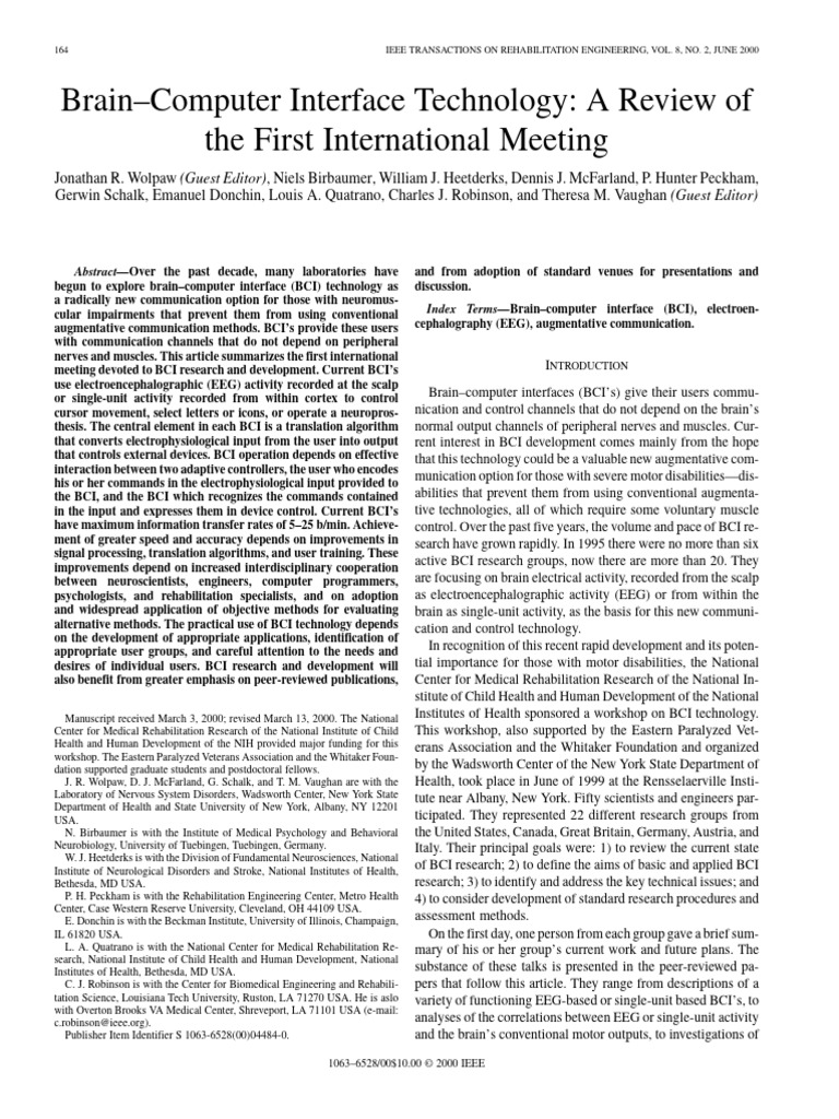BCI Technology Review and Workshop Summary | PDF ...