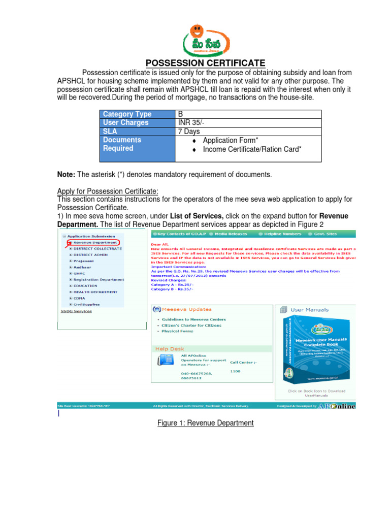 Possession Certificate Application Guide | PDF | Loans