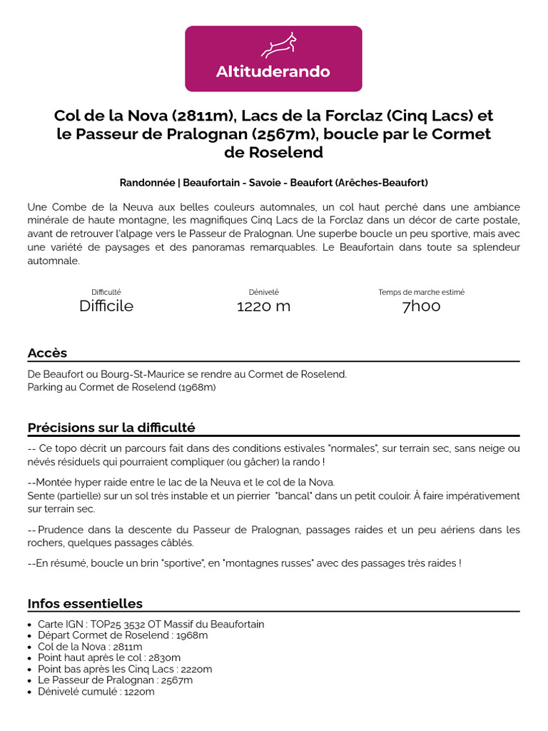 Randonnée : Col de la Nova et Cinq Lacs | PDF | Sciences et mathématiques