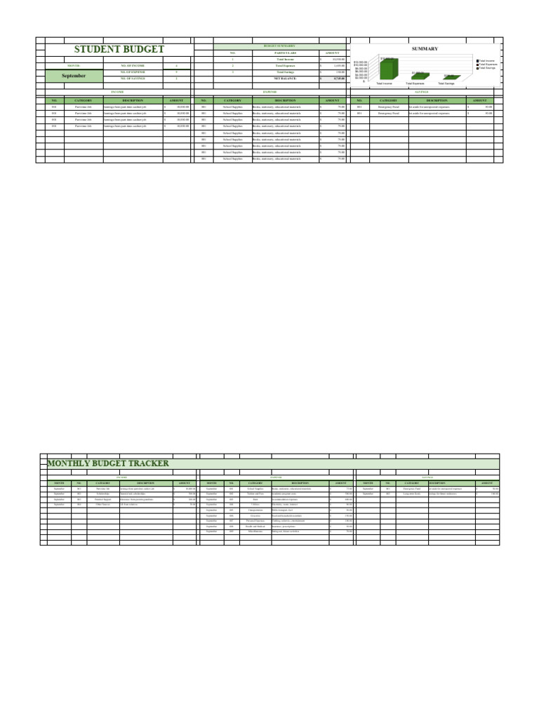 Student Budget Template | PDF | Expense | Tuition Payments