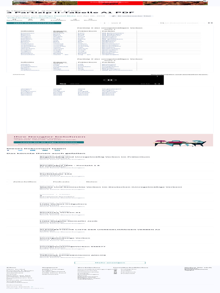 3 Partizip II Tabelle A1 PDF PDF