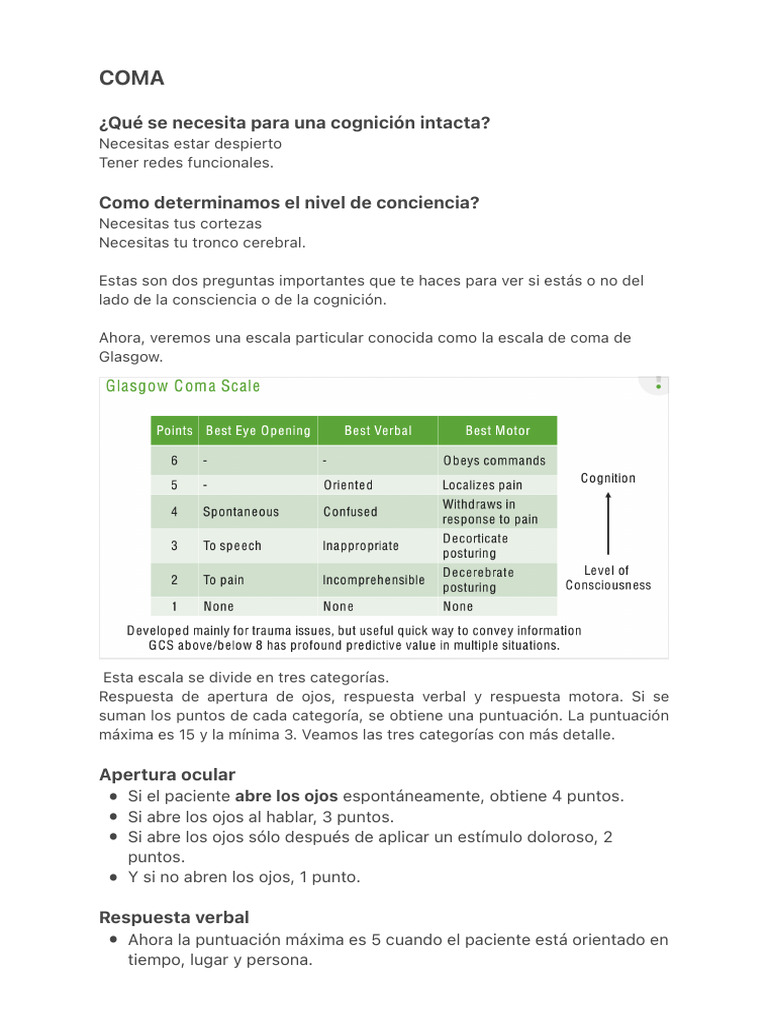 COMA | PDF | Coma | Medicina CLINICA