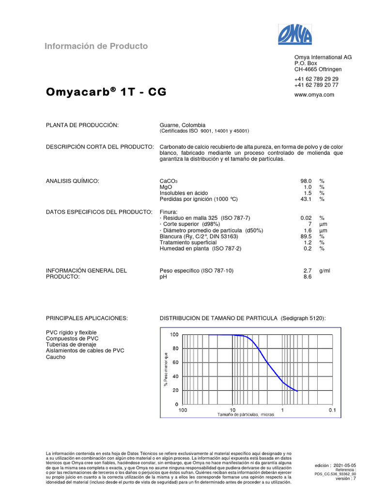 Carb 1T CG Omya 1 | PDF | Materiales | Química