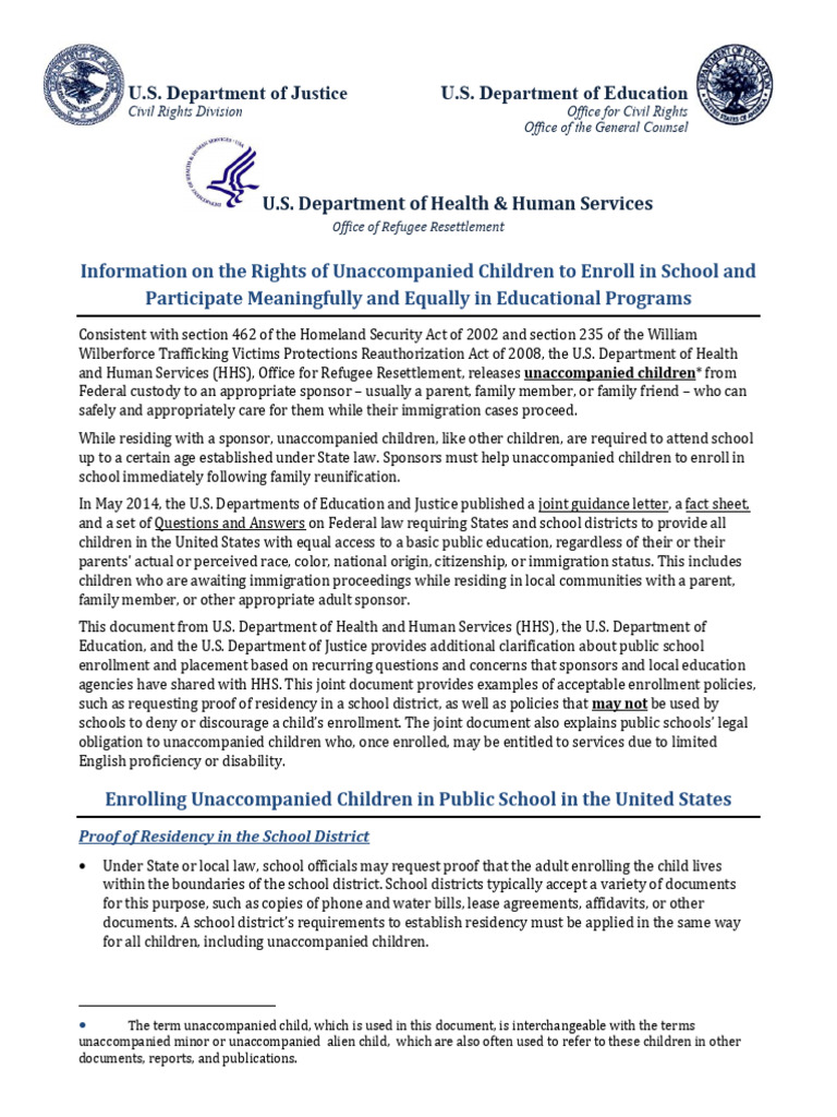 Rights of Unaccompanied Children in Schools | PDF | Special Education ...