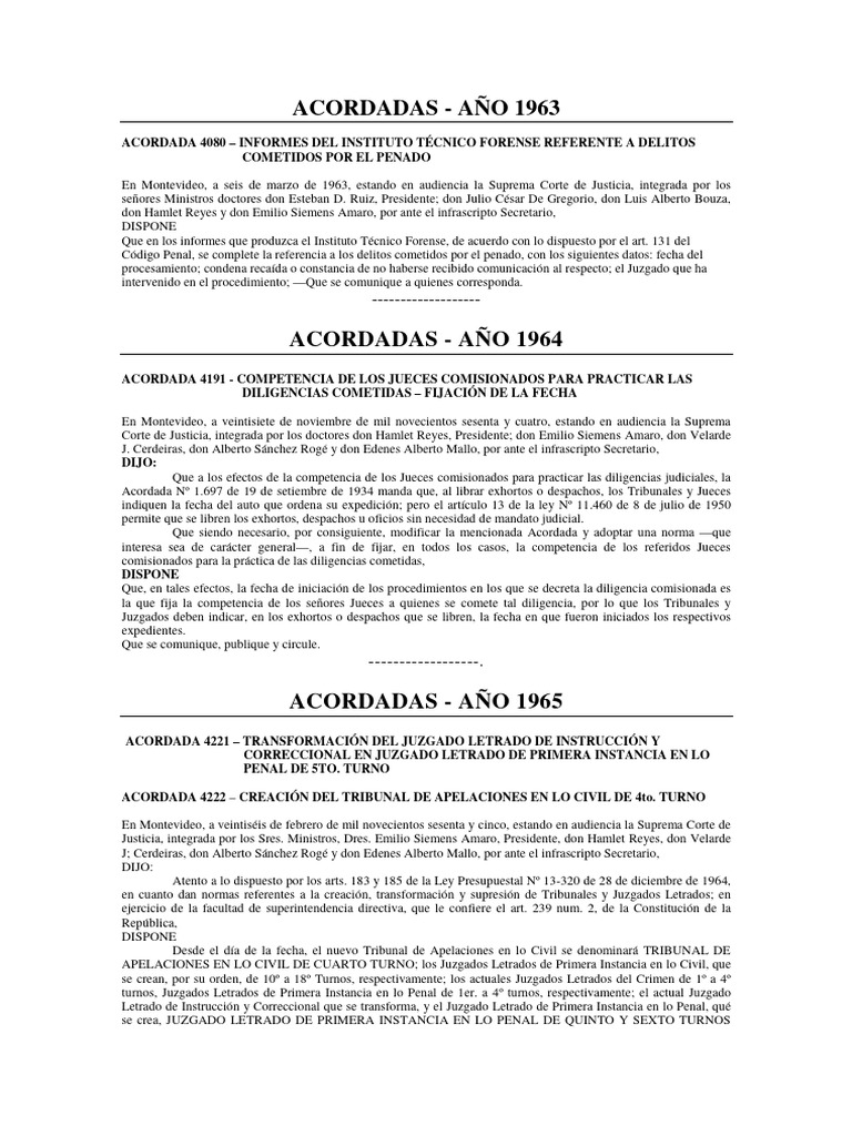 Acordadas 1963 A 1971 | PDF | Judicaturas | Uruguay