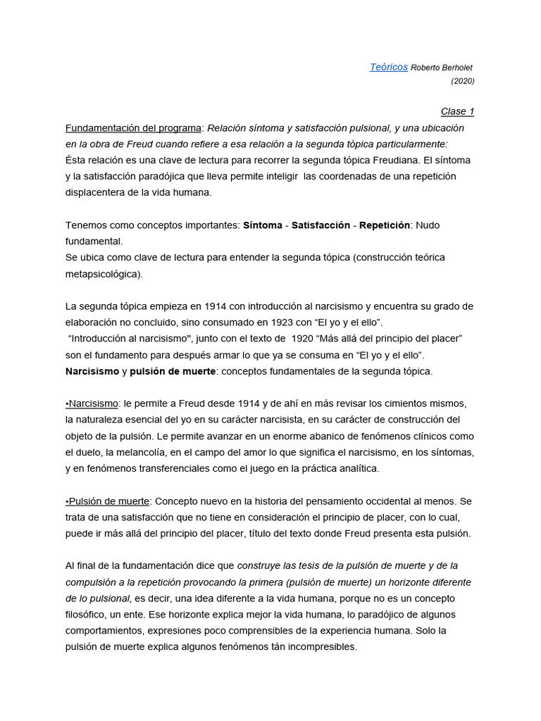 Clases Bertho PSA 2 2021 | PDF | Psicoanálisis | Neurosis