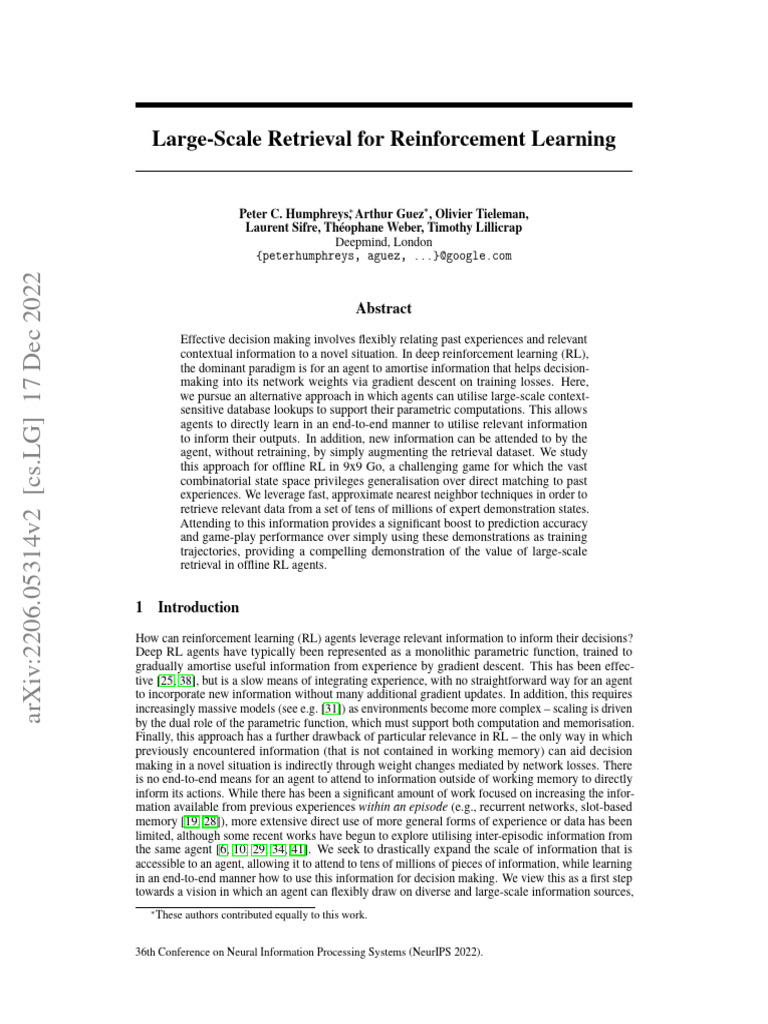 Large-Scale Retrieval For Reinforcement Learning: These Authors ...