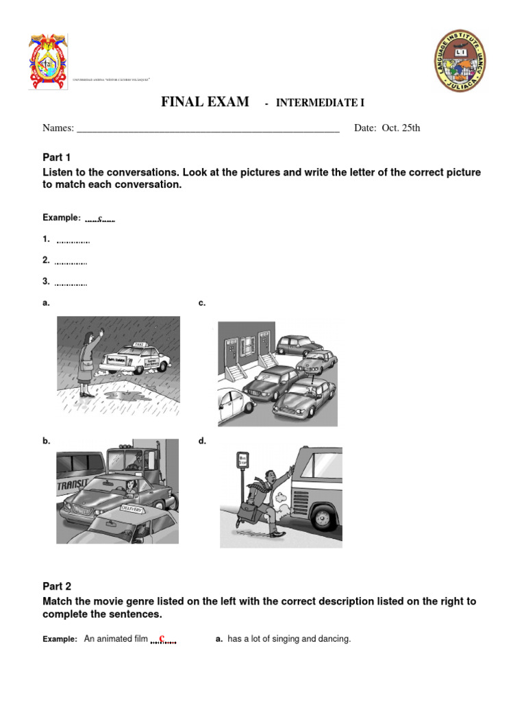 Intermediate I Final Exam: Movie Genres | PDF