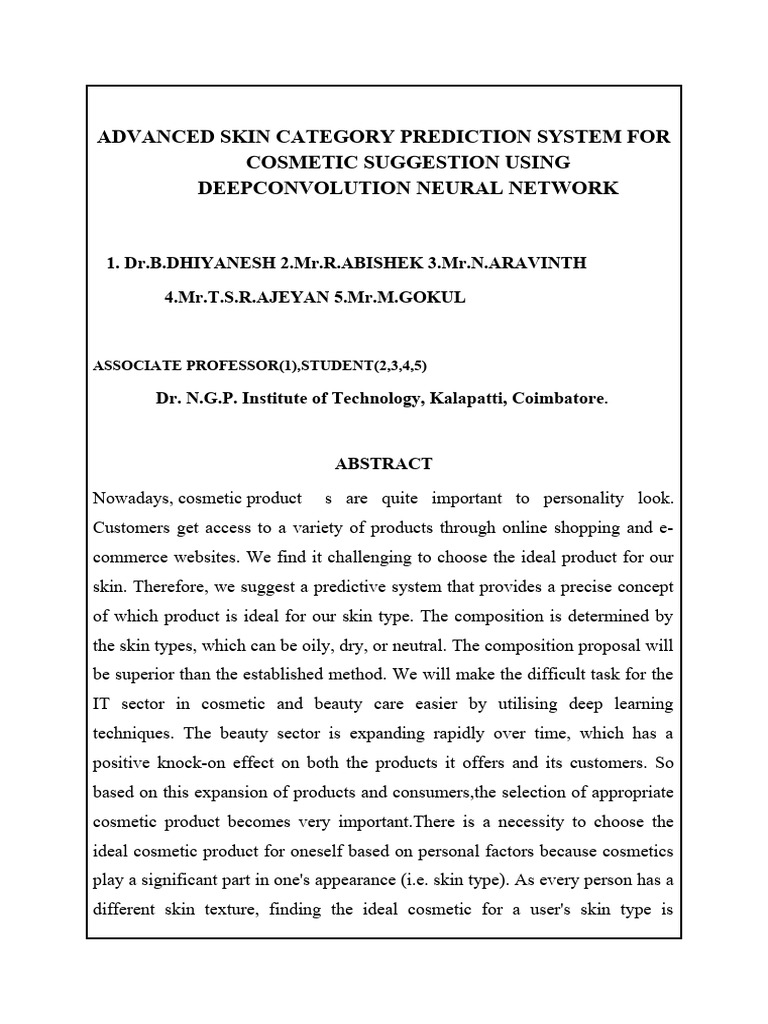 Cosmetic Suggestion System Conference Paper | PDF | Artificial Neural ...