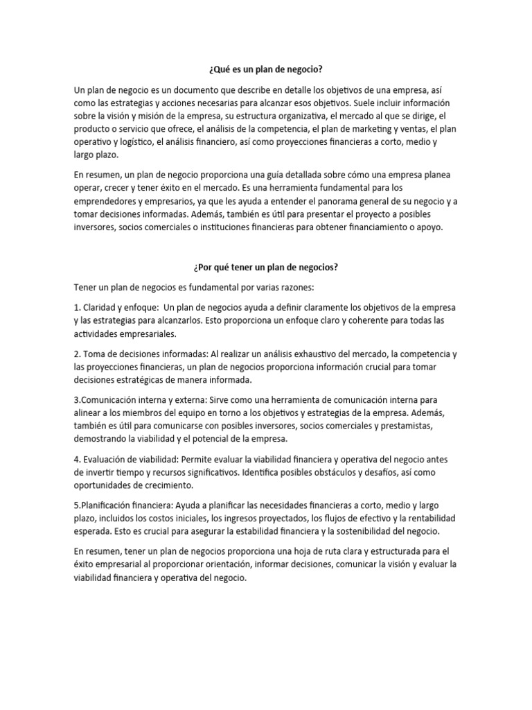 Plan de Negocio 1 | PDF | Plan de negocios | Marketing