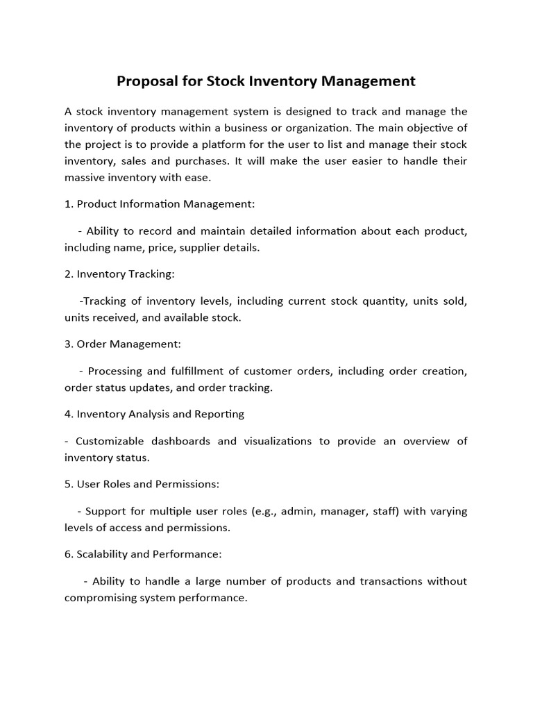 Stock Inventory Management Proposal | PDF