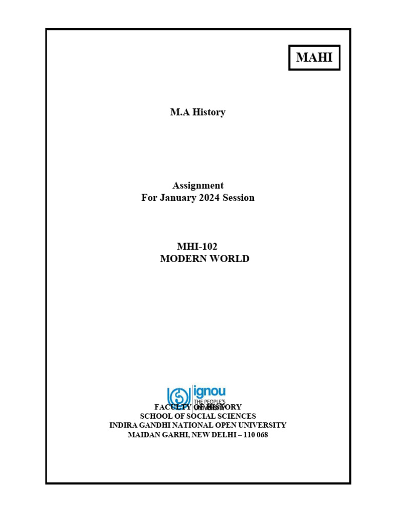MHI-102 Modern World Assignment Guide | PDF | Question | Liberal Arts ...
