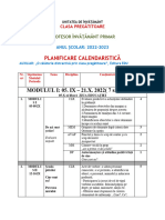 Planificare Calendaristica - Clasa Pregatitoare STANCIOIU VASI