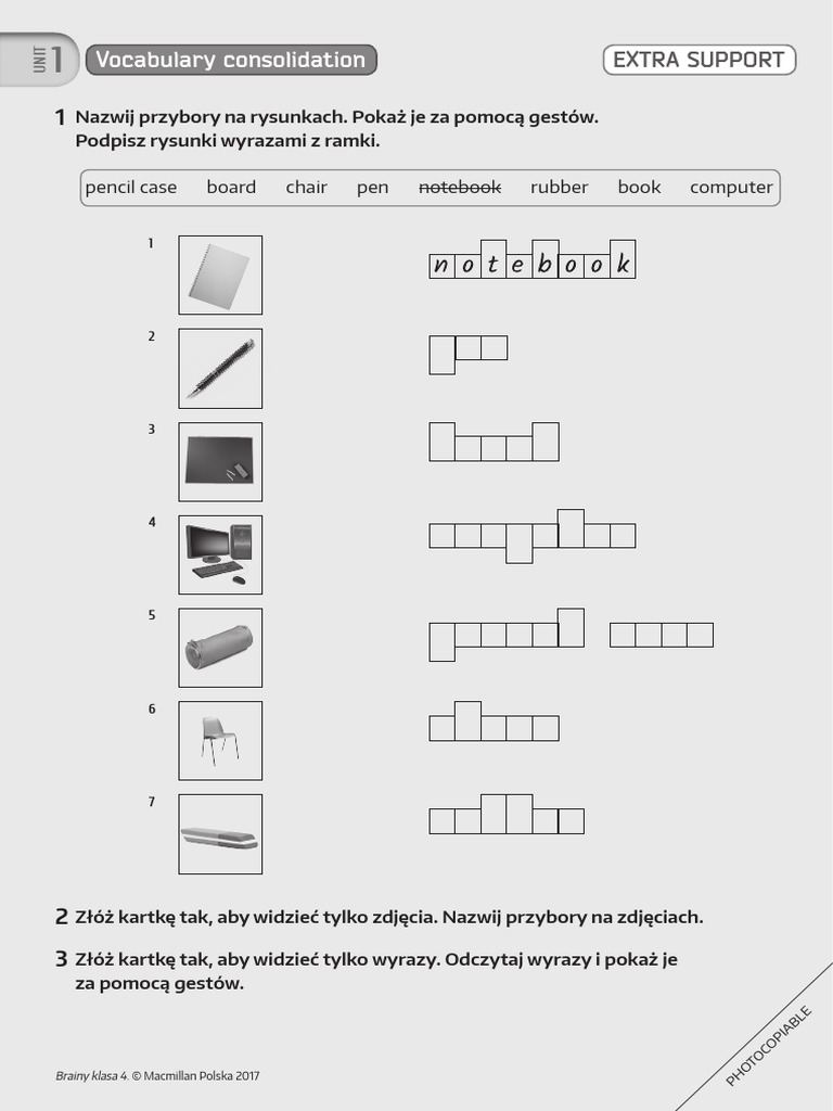 Brainy kl 4 extra support unit 1 vocabulary consolidation pdf