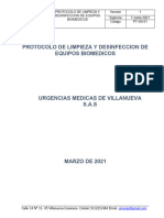 PT-SS-01 Protocolo de Desinfeccion de Equipos Biomedicos