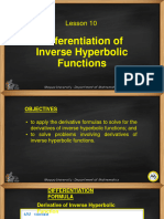 Lesson 10 Differentiation of Inverse Hyperbolic Functions