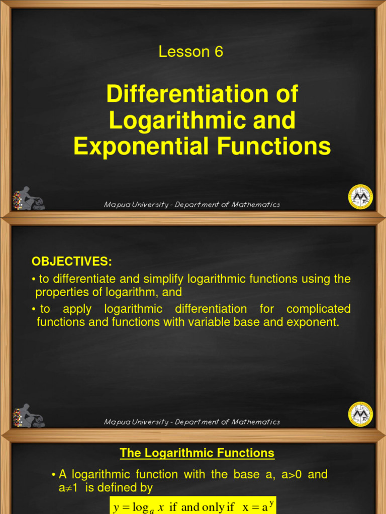 Differentiating Logarithmic & Exponential Functions | PDF | Logarithm ...