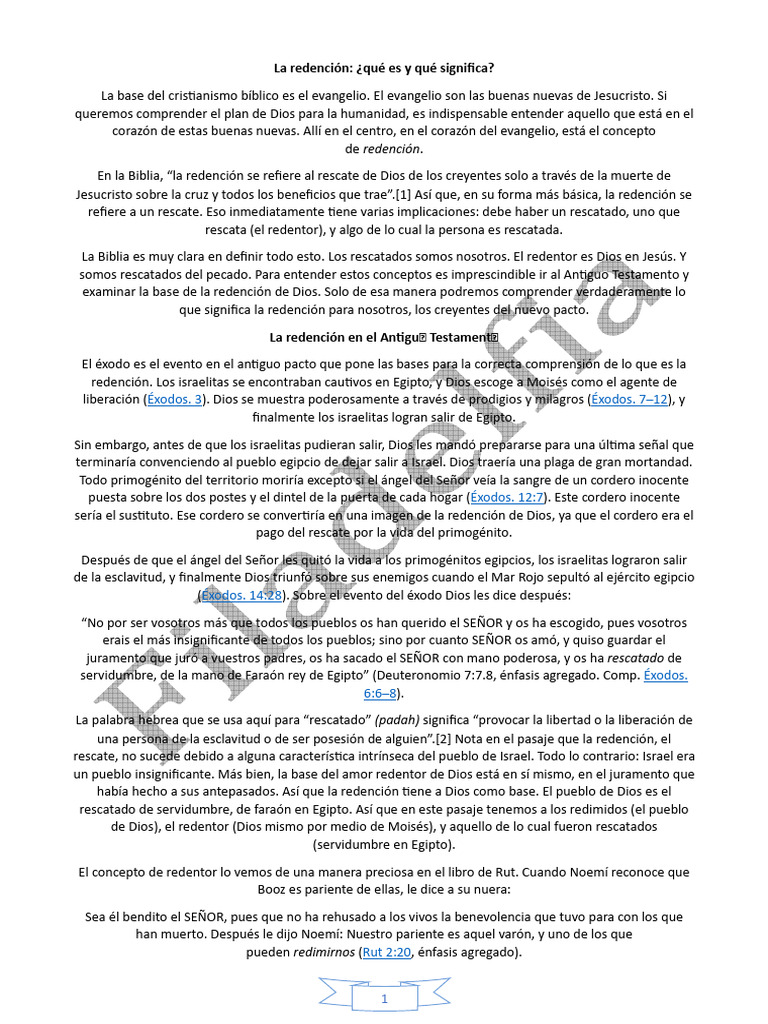 La Redención | PDF | Libro del éxodo | Jesús