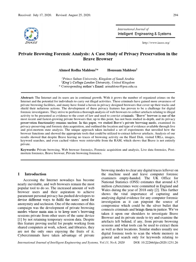 Forensic Analysis of Brave Browser Privacy | PDF | Computer Forensics ...