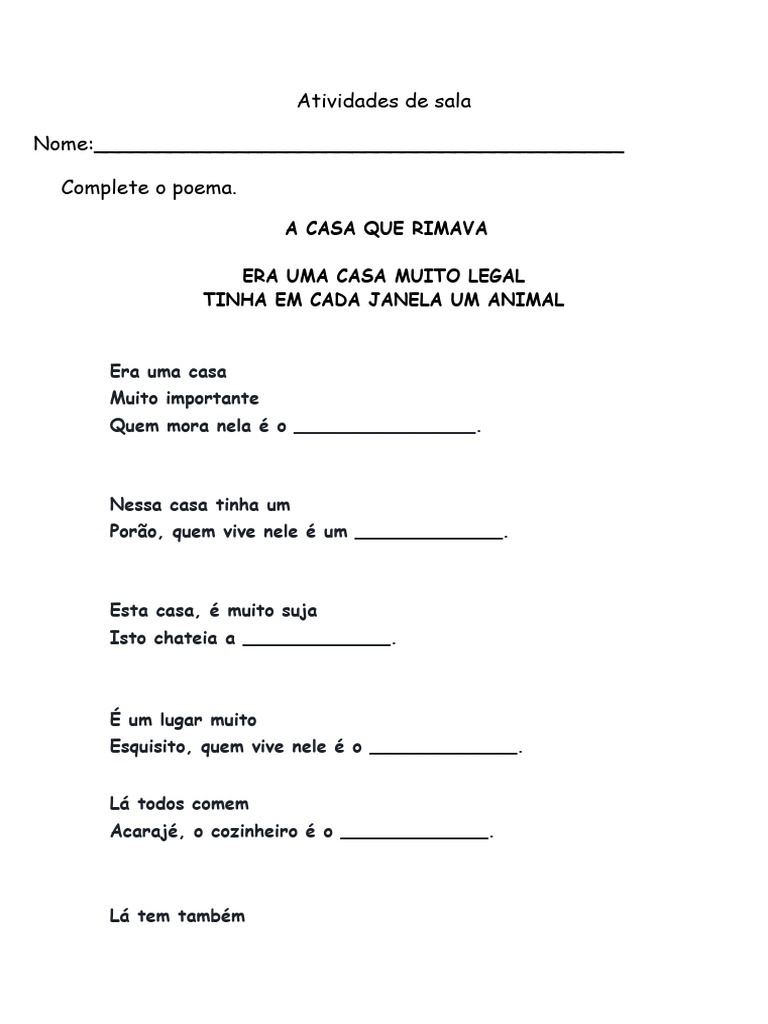 Atividades do Poema 
