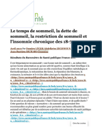 Le Temps de Sommeil, La Dette de Sommeil, La Restriction de Sommeil