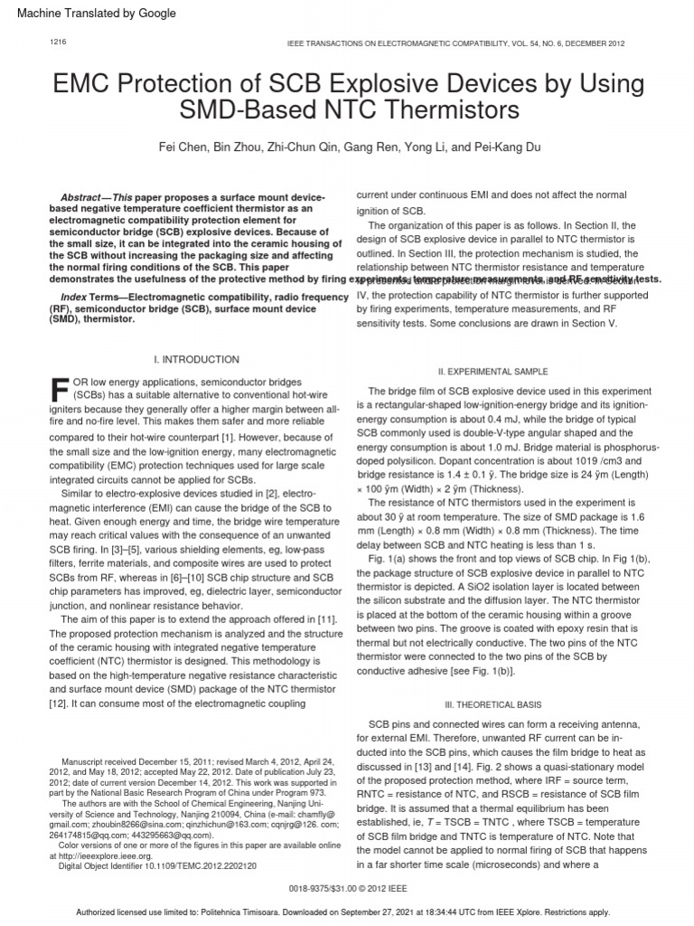 EMC Protection of SCB Explosive Devices by Using SMD-Based NTC ...