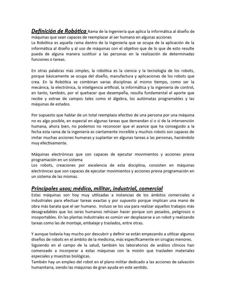 Robotica y Robots | PDF | Robot | Robótica