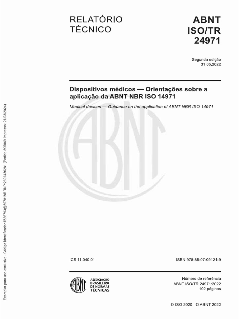 Abnt Iso - TR 24971 | PDF