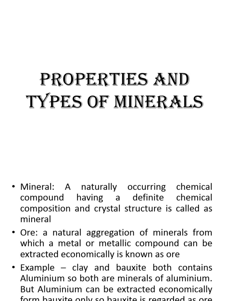 Properties And Types Of Minerals Pdf Minerals Light