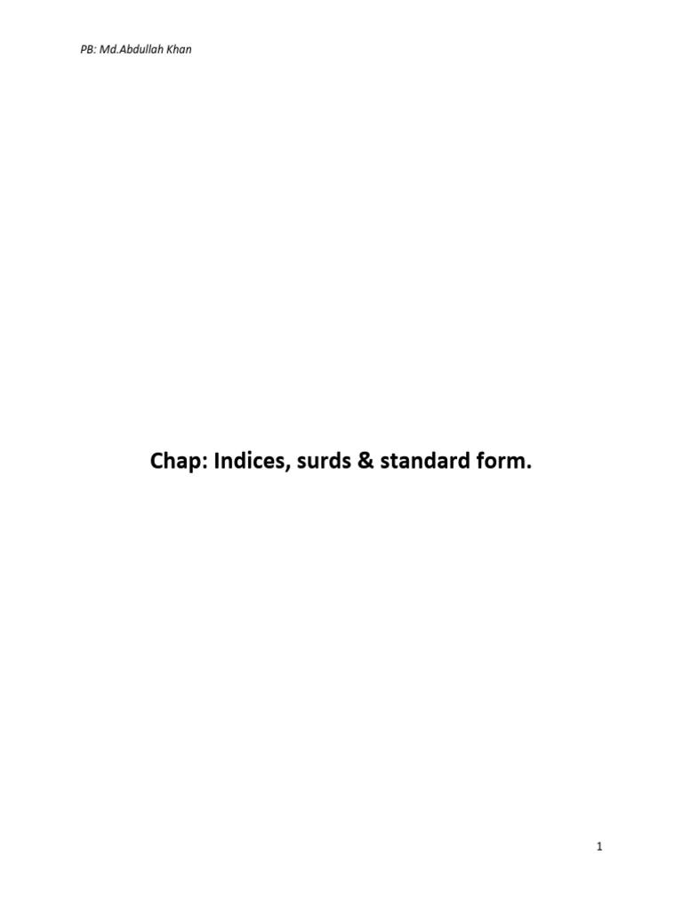Chap. Indices Surds Standard Form. | PDF | Planets | Numbers