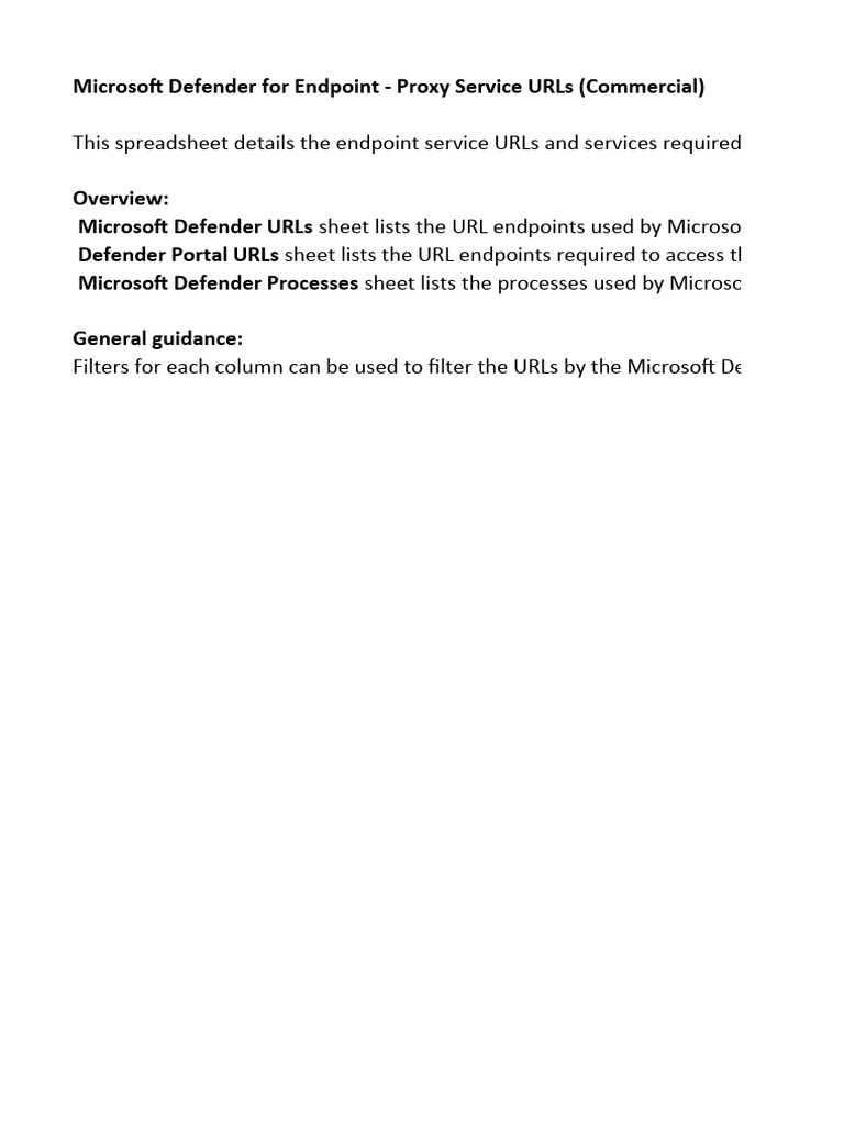 Microsoft Defender Endpoint URL Guide | PDF | Microsoft Windows | Malware